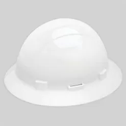 Safety Helmet Full Brm W/Access Slots 4-Point Mega Ratchet Suspn White