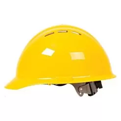 Safety Helmet Vented W/Access Slots 4-Point Mega Ratchet Suspn Yellow -Gardening Shop 19452yeeram side 1