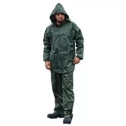 Premium Polyester Coated Rainsuit, Green, Large