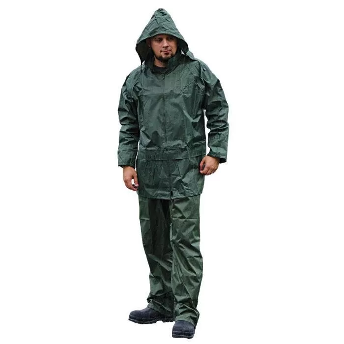 Premium Polyester Coated Rainsuit, Green, Large 1 Premium Polyester Coated Rainsuit, Green, Large
