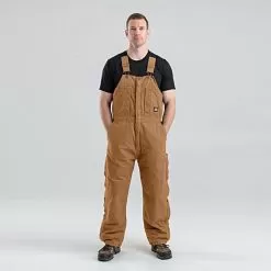BERNE Original Washed Insulated Bib Overalls Brown Large