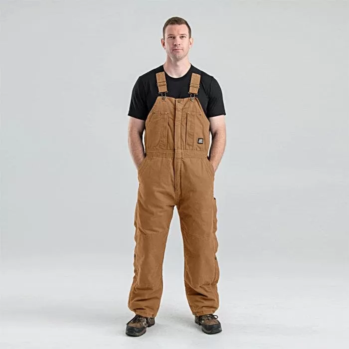 BERNE Original Washed Insulated Bib Overalls Brown Large 1 BERNE Original Washed Insulated Bib Overalls Brown Large