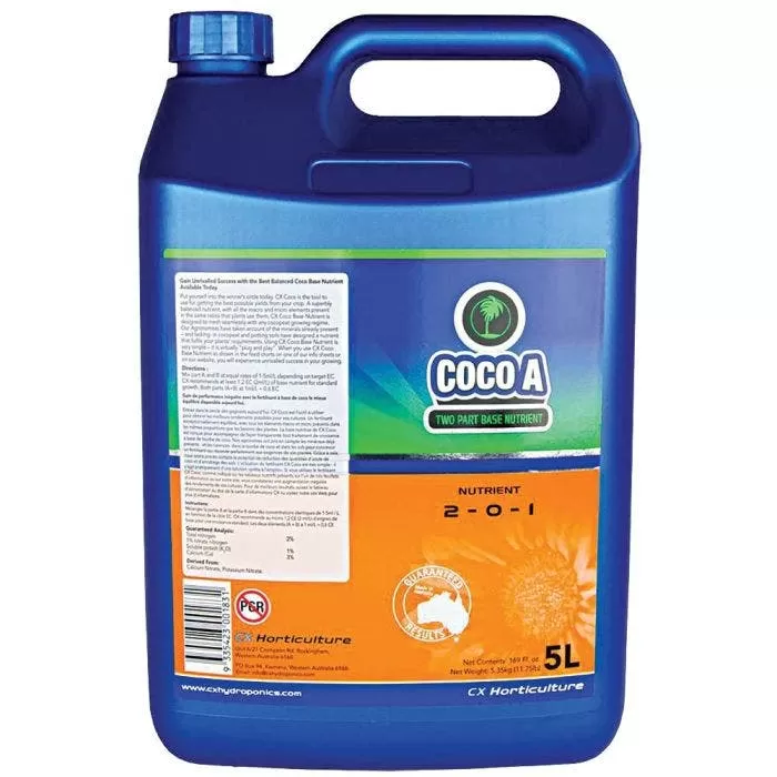 CX Horticulture Coco Base A, 2-0-1, 5 Liters 1 CX Horticulture Coco Base A, 2-0-1, 5 Liters