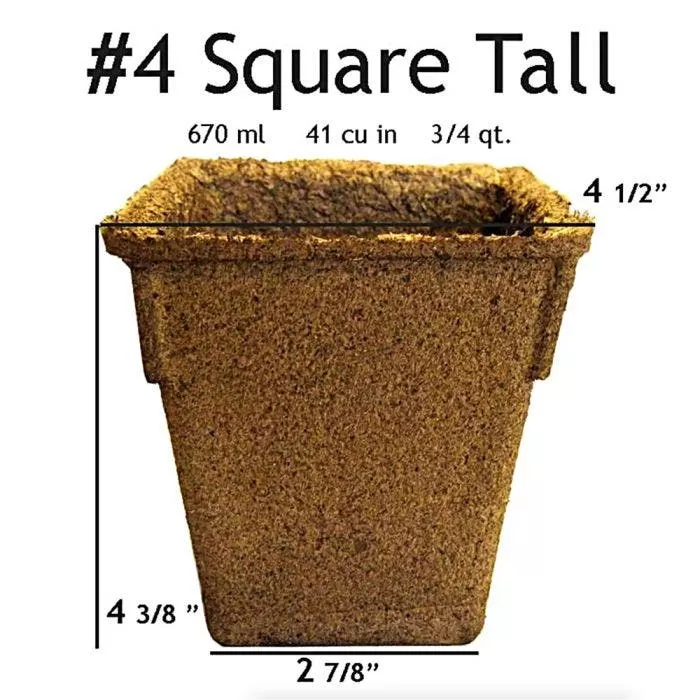 CowPots Biodegradable Pots, #4 Square Tall, 330 Per Case 2 CowPots Biodegradable Pots, #4 Square Tall, 330 Per Case - Image 2