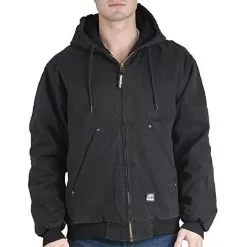 BERNE Original Washed Hooded Jackets, Black, Tall Sizes